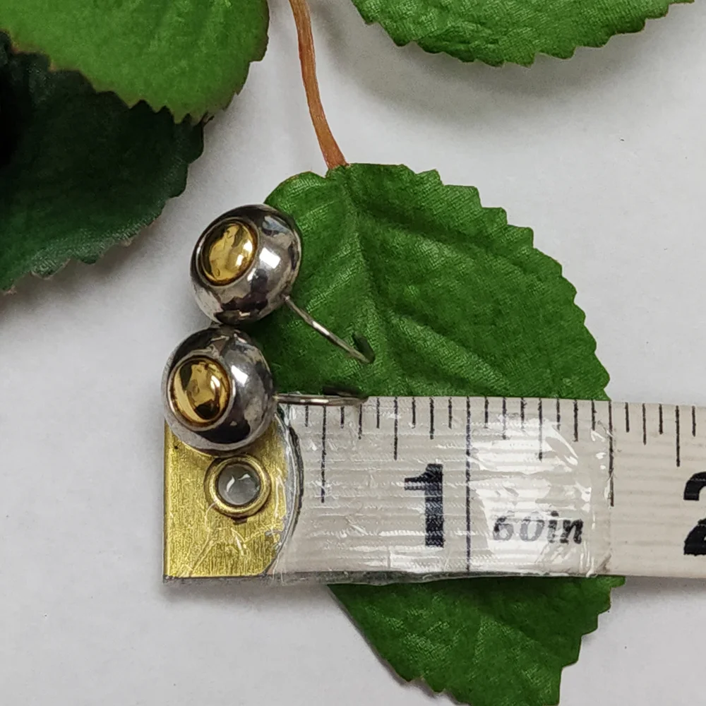 Two Toned Silver Toned and Gold Toned Circle Lever Back Earrings